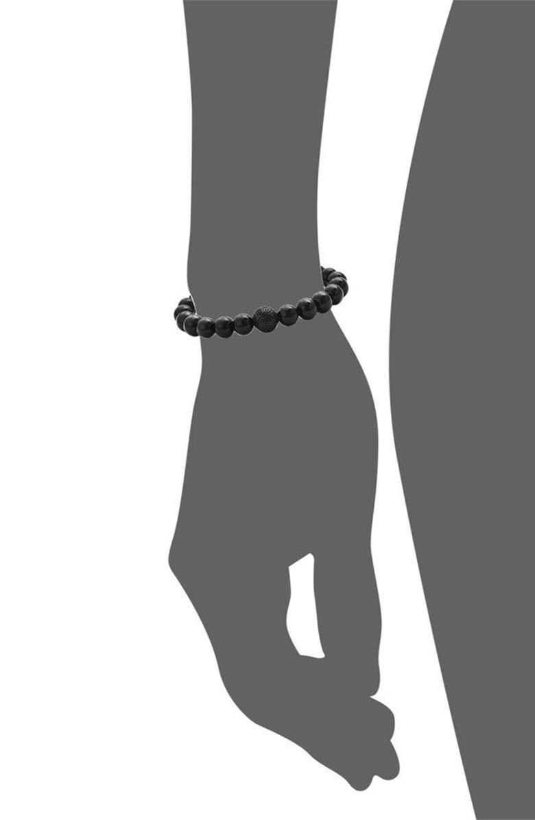 GEOFFREY BEENE Men's Semiprecious Stone Beaded Stretch Bracelet, Alternate, color, Black