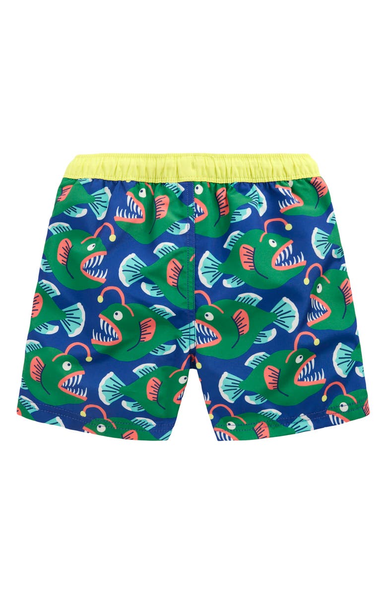 Mini Boden Kids' Print Swim Trunks, Alternate, color, Anglerfish Print