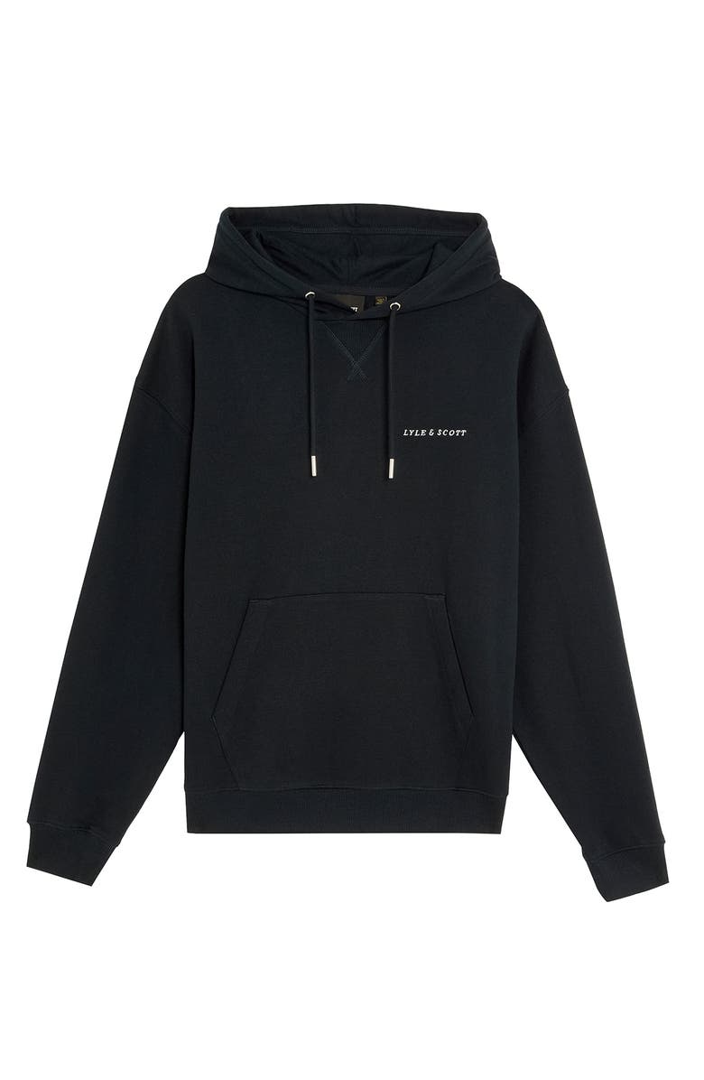Lyle & Scott Script Brushback Pullover Hoodie, Alternate, color, Dark Navy