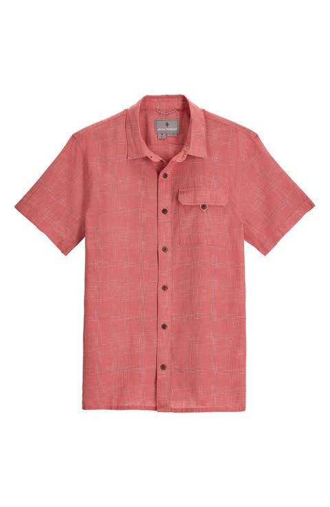Hempline Spaced Short Sleeve Hemp Blend Button-Up Shirt