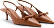 MANGO Faux Leather Pointed Toe Slingback Pump