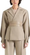 Manière De Voir Marie Twist Sleeve Tailored Blazer with Belt