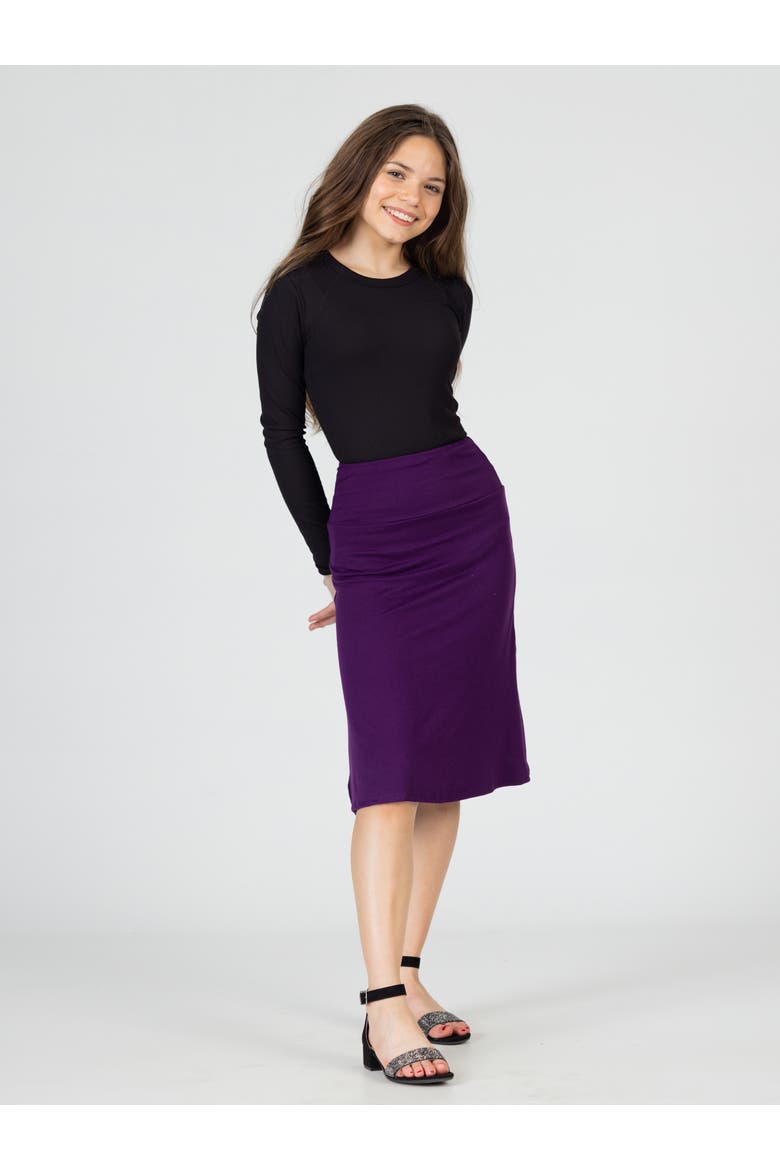 Casual Elastic Waist A-Line Skirt, Alternate, color, Purple