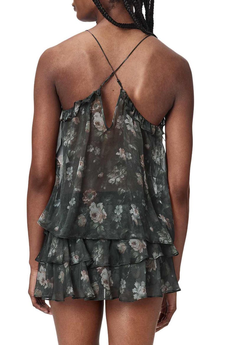 Nyx Tiered Silk Top, Alternate, color, JARDINIA DEEP GREEN