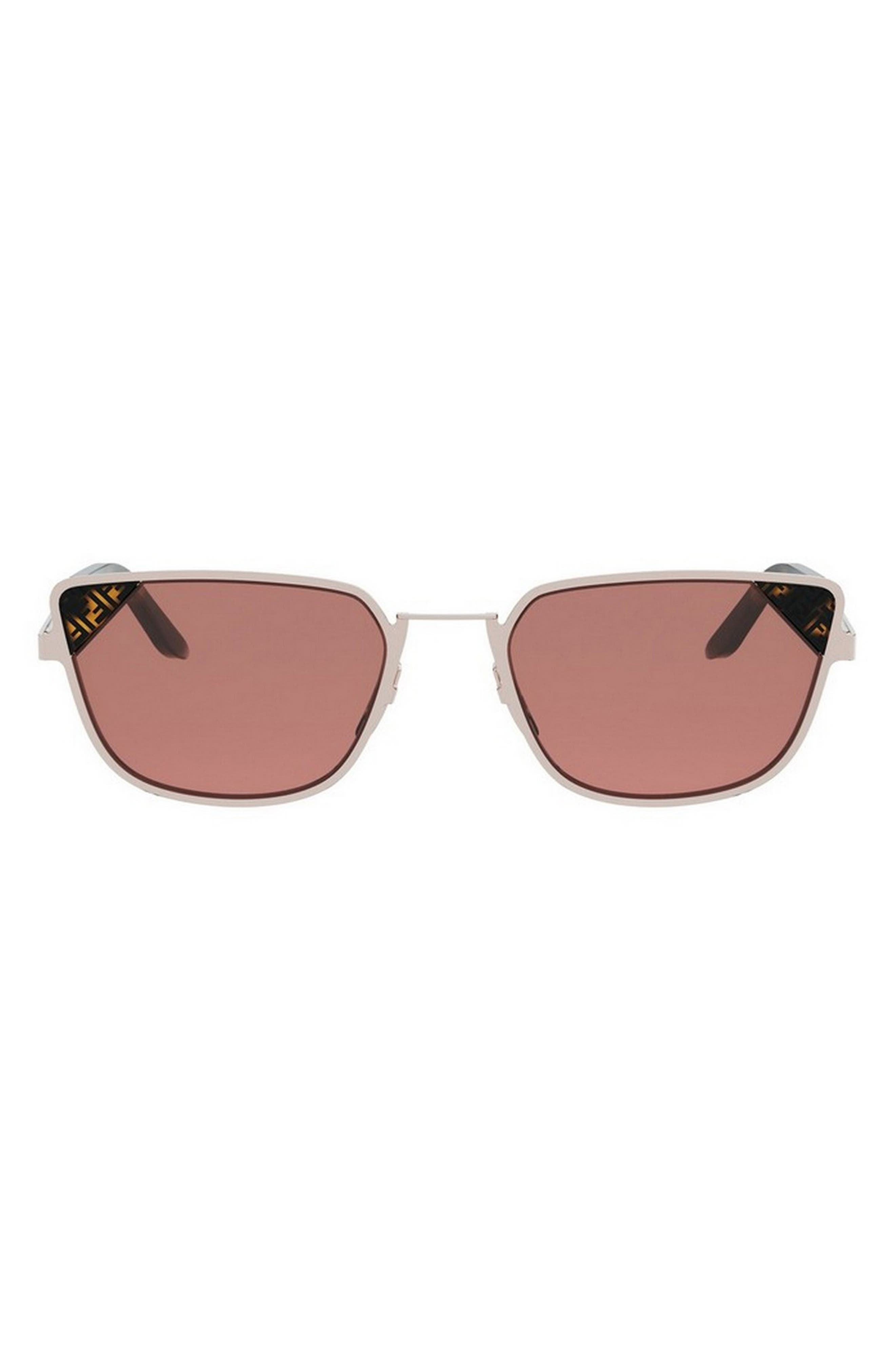 Fendi Signature 53.7mm Rectangular Sunglasses In Brown