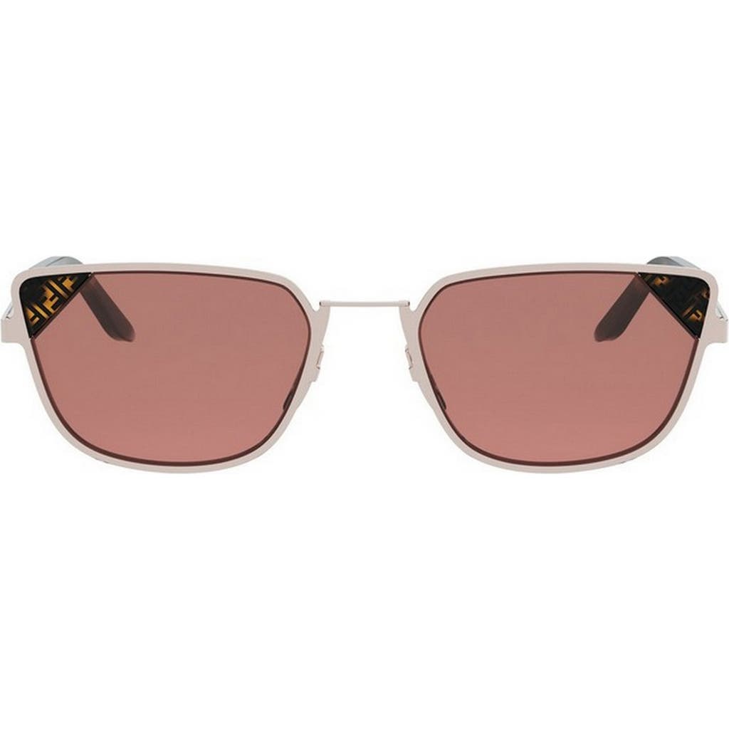 Fendi Signature 53.7mm Rectangular Sunglasses In Metallic