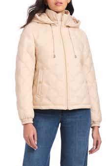 Kate Spade New York water resistant diamond quilted hooded jacket