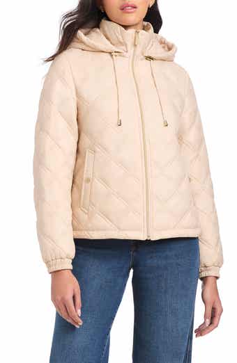 Kate Spade New York water resistant diamond quilted hooded jacket