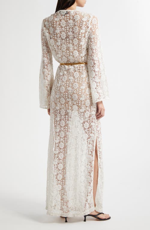 Nili Lotan Della Lace Long Sleeve Midi Dress In Ivory