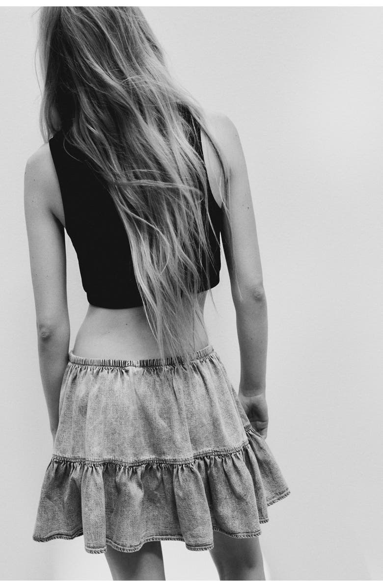 H&M Flounced Mini Skirt, Alternate, color, Gray