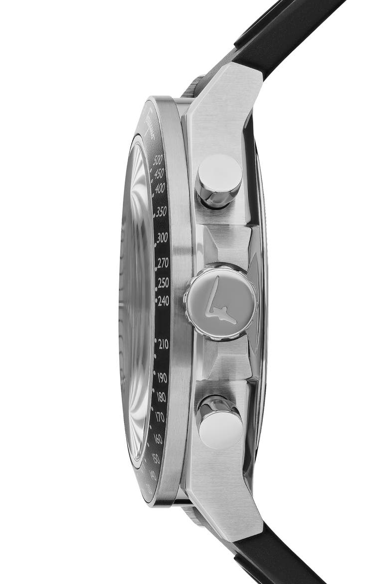 Chronograph Silicone Strap Watch, 43mm, Alternate, color, SILVER
