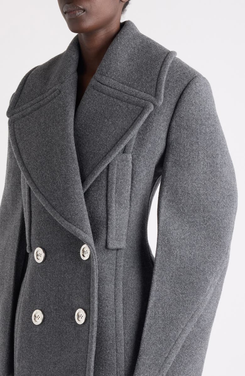 Givenchy Double Breasted Wool Blend Peacoat, Alternate, color, Slate Blend