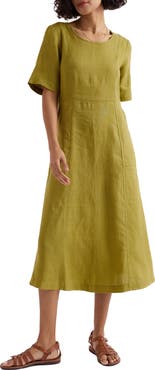 Seasalt Cornwall Grass Wave Linen Midi Dress