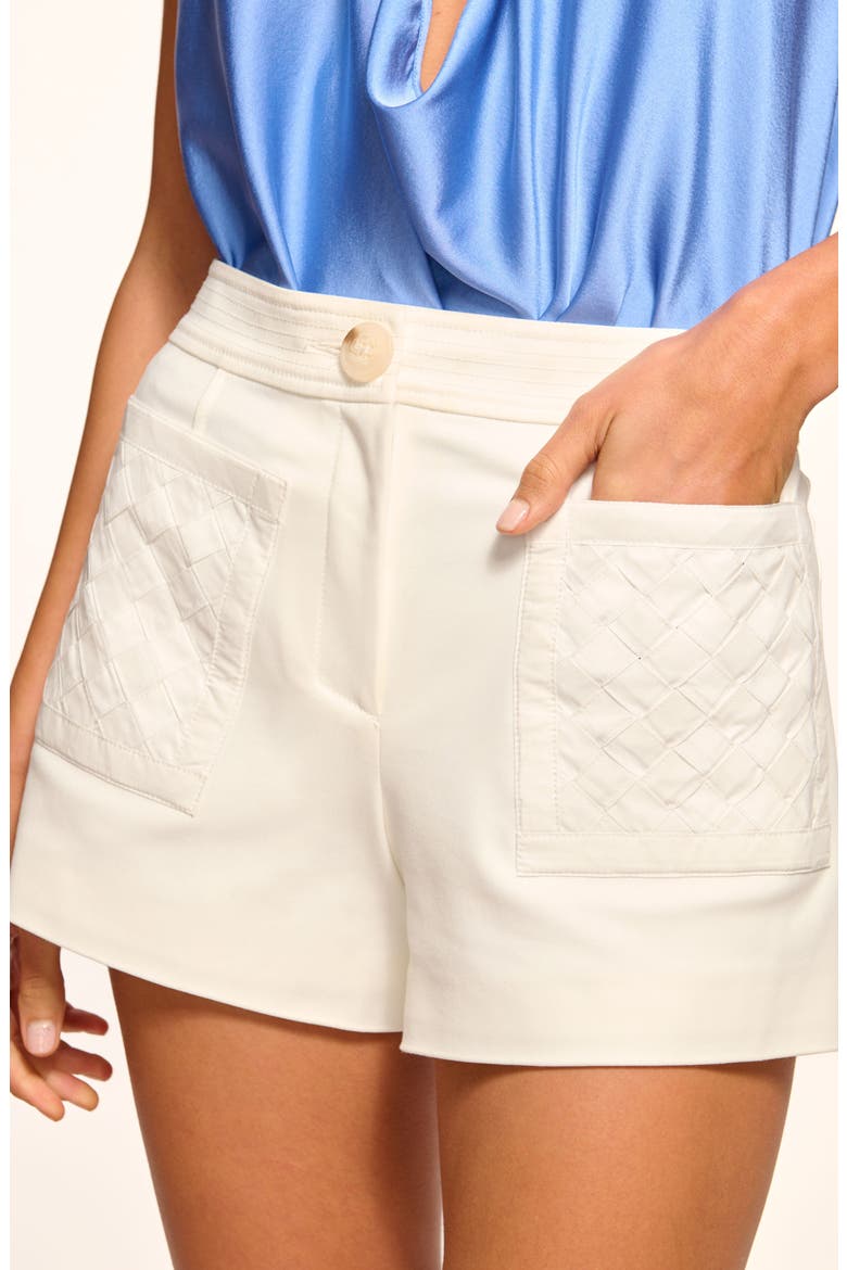 Tamika Woven Patch Pocket Cotton Blend Shorts, Alternate, color, IVORY