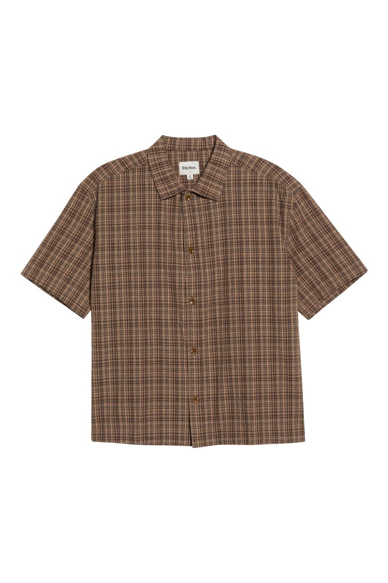 Brady Relaxed Fit Plaid Cotton Button-Up Shirt, Main, color, COFFEE