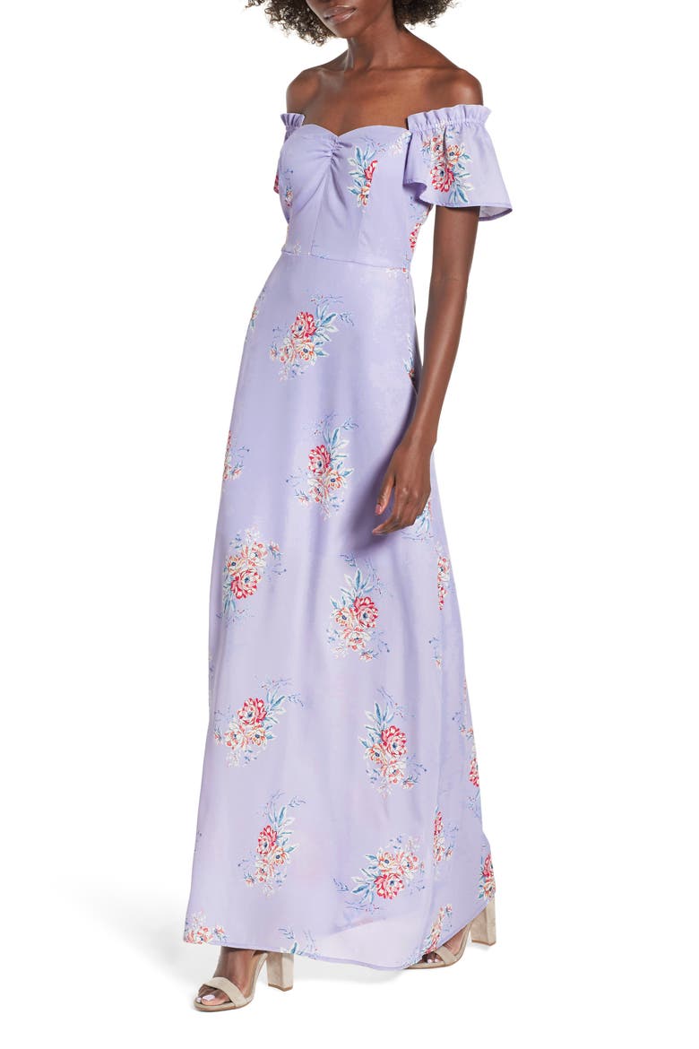 Off the Shoulder Maxi Dress, Main, color, PINK FLORAL