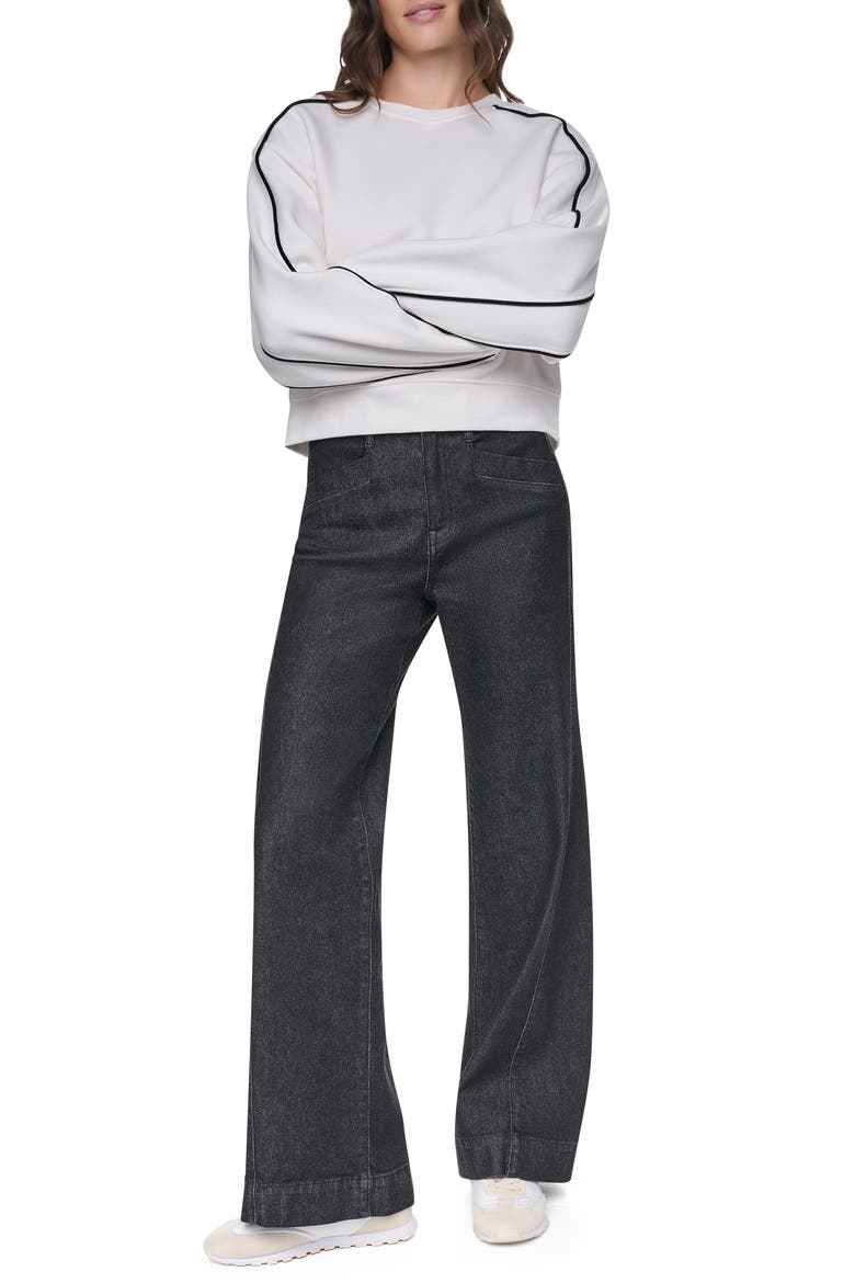 Velvet Logo Cotton Blend Sweatshirt, Alternate, color, IVORY