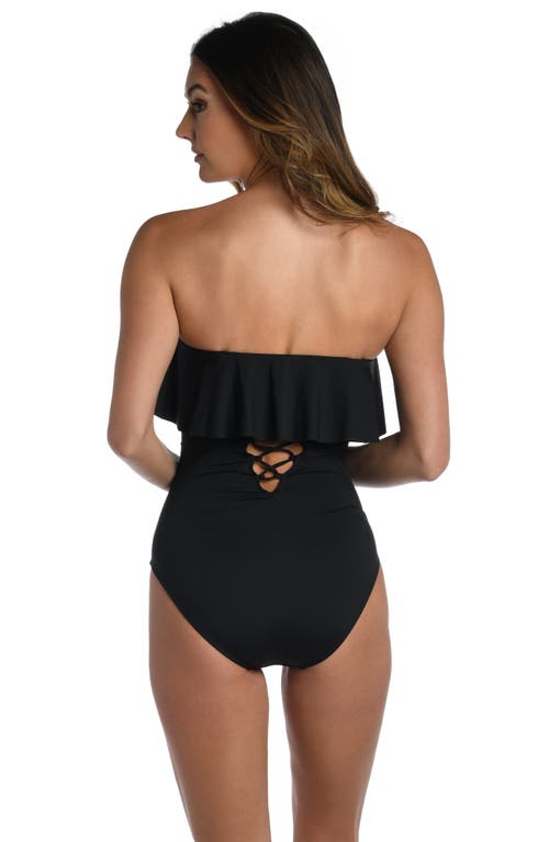 La Blanca Ruffle Bandeau One-piece Swimsuit In Black
