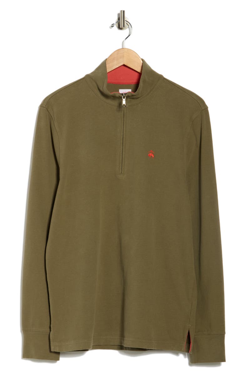 Brooks Brothers Cotton Quarter Zip Pullover, Alternate, color, Olive