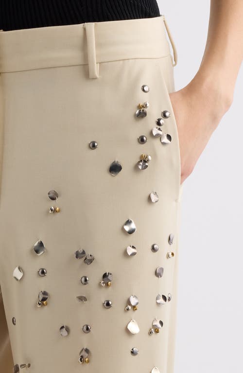 Dries Van Noten Embellished Wool Pants In Cream