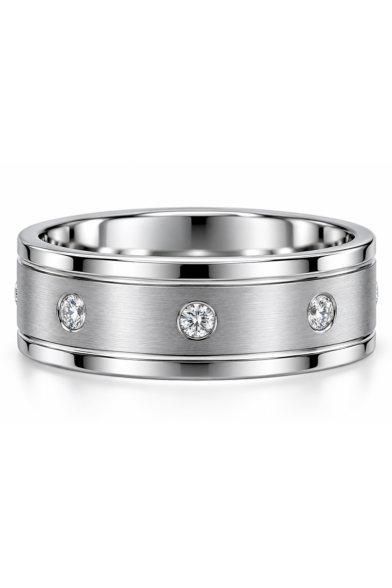 Men's 1/2ct Diamond 8mm Matte Comfort Fit Wedding Band Tungsten Ring, Main, color, Tungsten