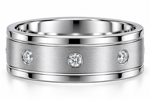 Men's 1/2ct Diamond 8mm Matte Comfort Fit Wedding Band Tungsten Ring