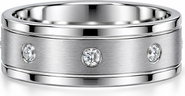 Bliss Diamond Men's 1/2ct Diamond 8mm Matte Comfort Fit Wedding Band Tungsten Ring