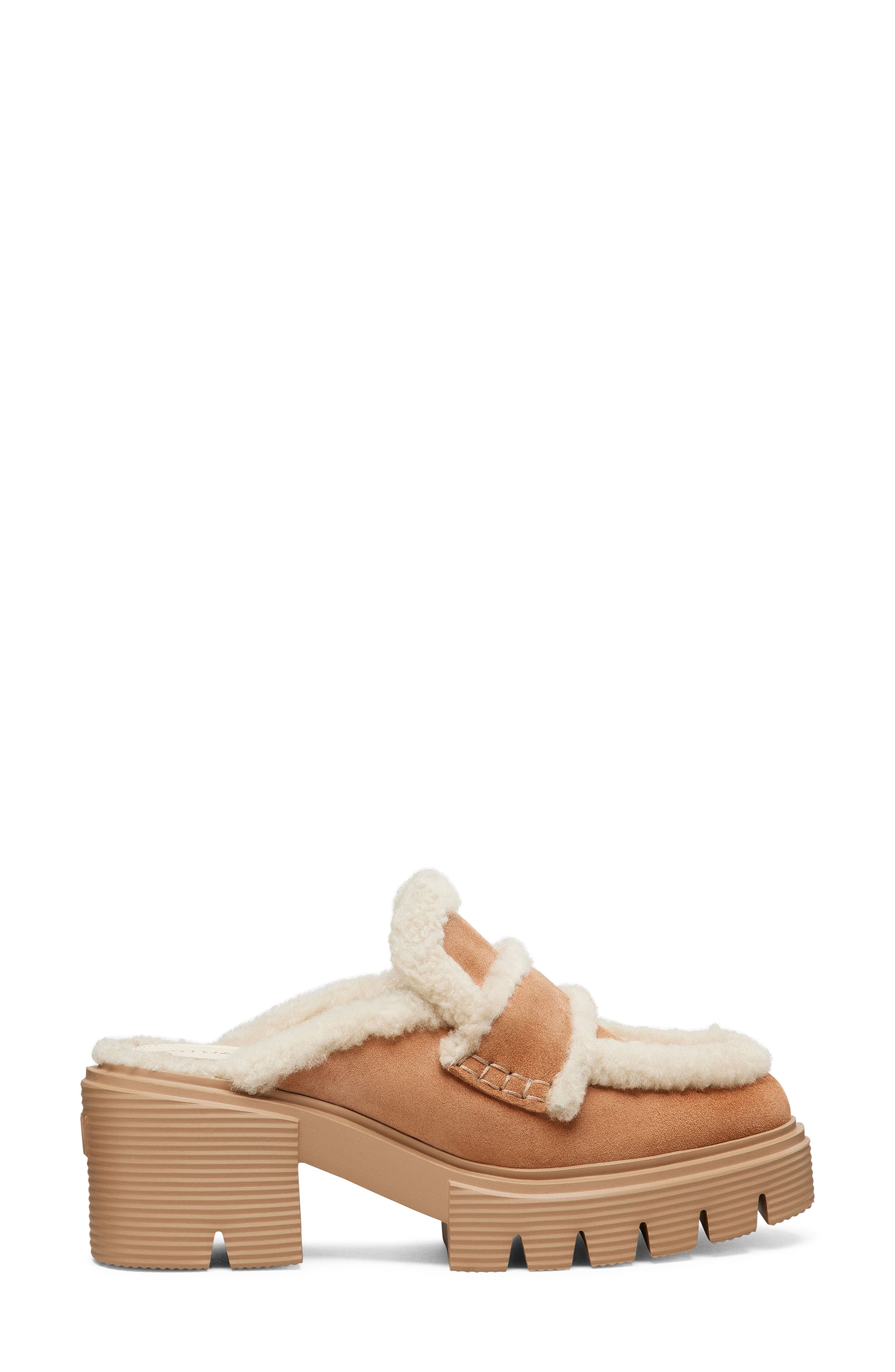 Stuart Weitzman Lennox Genuine Shearling Trim Platform Loafer, Alternate, color, New Camel/ Natural/ Caramel