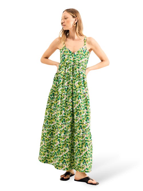 Ro&zo Womens Green Ditsy-print V-neck Tiered Cotton Maxi Dress In Green