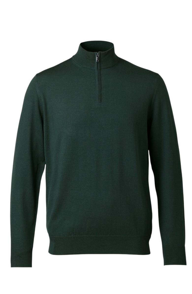 Charles Tyrwhitt Pure Merino Zip Neck Sweater, Alternate, color, Forest Green