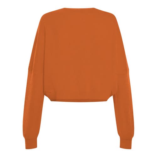 Hype And Vice Burnt Orange Texas Longhorns Oversized Cropped Ivy Knit Pullover Sweater In Orange