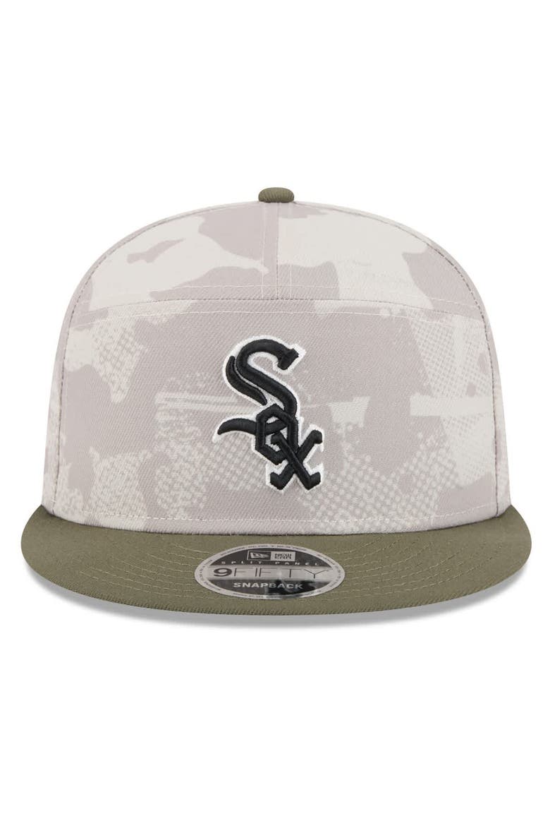 Men's New Era Light Beige/Olive Chicago White Sox 2025 Armed Forces Day Split Panel 9FIFTY Snapback Hat, Alternate, color, Light Beige
