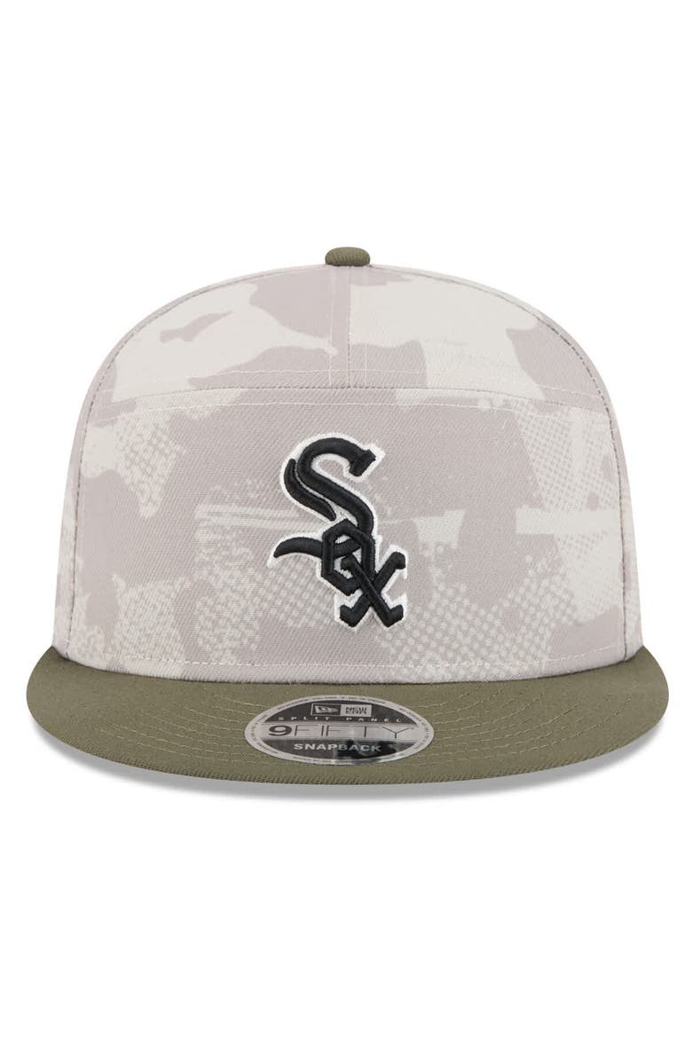 New Era Men's New Era Light Beige/Olive Chicago White Sox 2025 Armed Forces Day Split Panel 9FIFTY Snapback Hat, Alternate, color, Light Beige