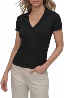 DKNY Jeans Short Sleeve Rib Polo Sweater