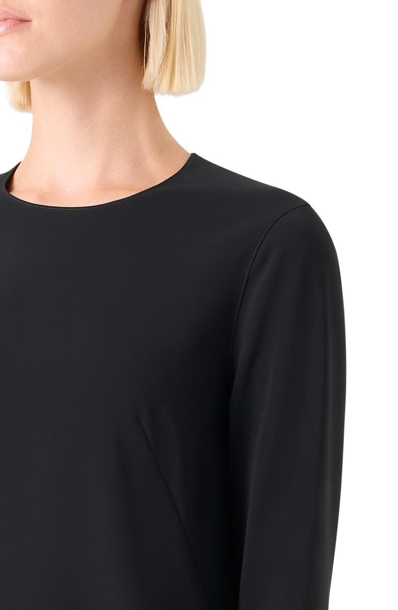 Akris punto Long Sleeve Shift Dress with 3D Hem, Alternate, color, Black