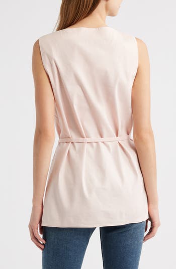 Holland Tie Waist Linen Blend Tunic Top