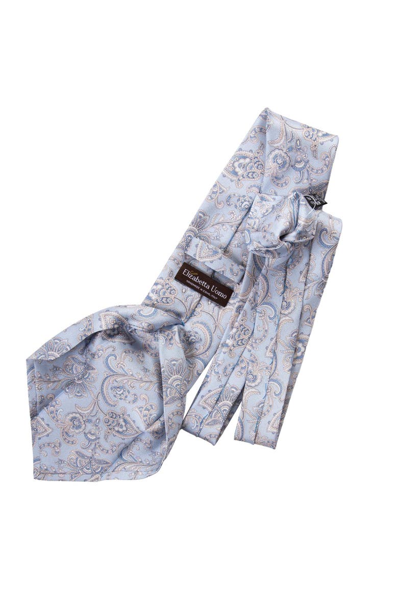 Novara - Printed Silk Tie for Men, Alternate, color, Sky Blue