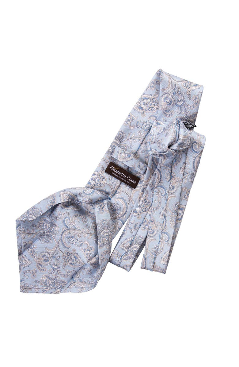 Elizabetta Novara - Extra Long Printed Silk Tie for Men, Alternate, color, Sky Blue