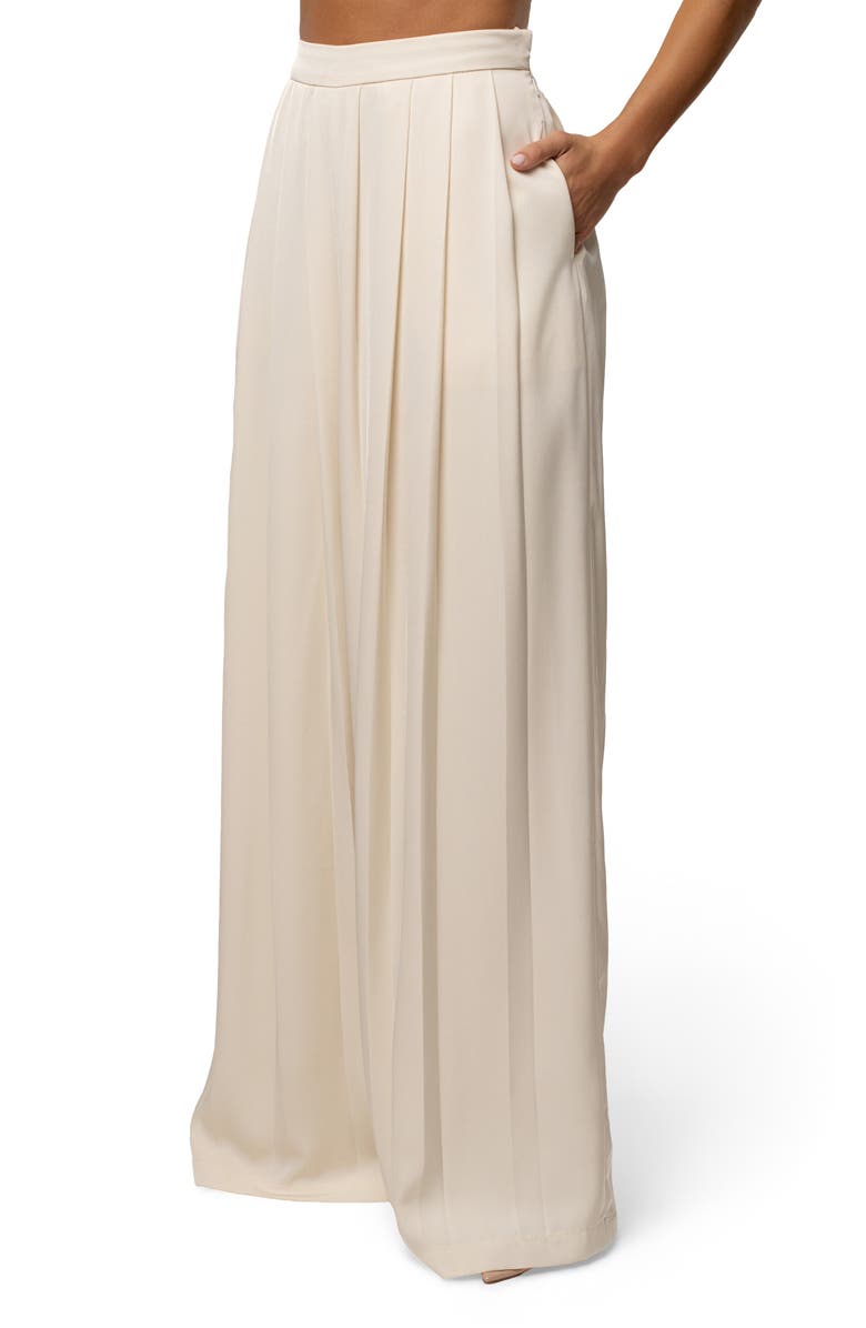 JLUXLABEL Clara Pleated Wide Leg Trousers, Alternate, color, Cream