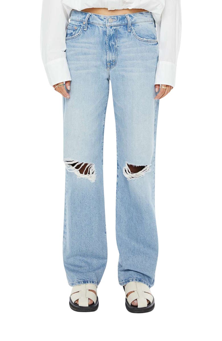 MOTHER The Maven Mid Rise Ripped Straight Leg Jeans, Main, color, Reelin It In