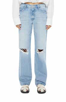 The Maven Mid Rise Ripped Straight Leg Jeans