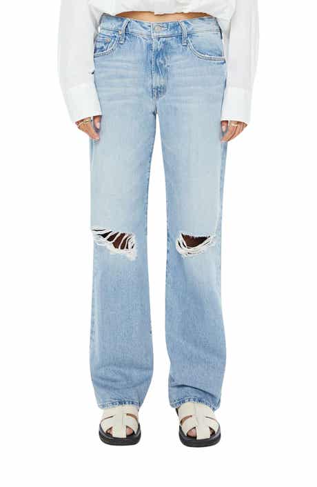 The Maven Mid Rise Ripped Straight Leg Jeans