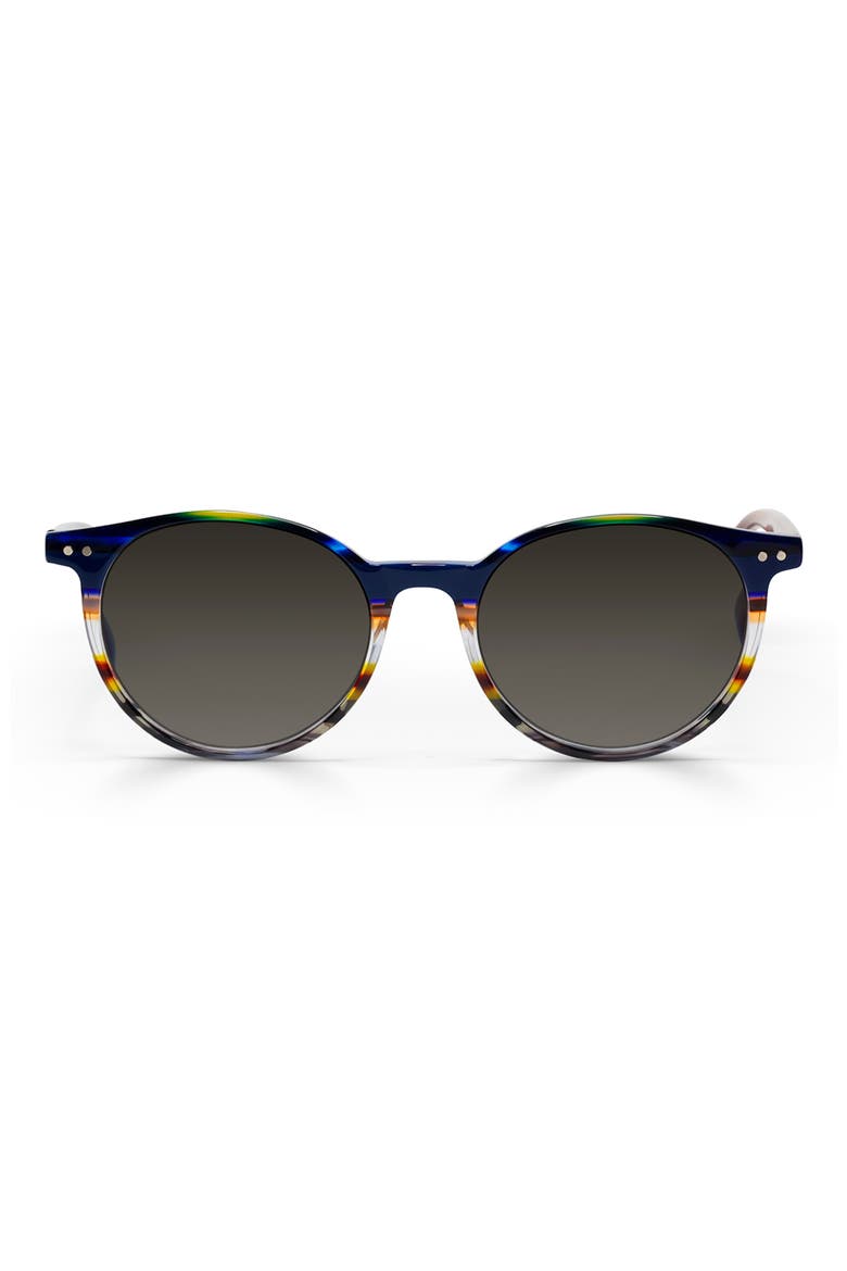 Case Closed 48mm Polarized Round Sunglasses, Alternate, color, BLUE STRIPE