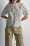 DKNY Open Lattice Stitch Short Sleeve Sweater