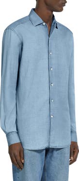 ZEGNA Bleached Button-Up Denim Shirt