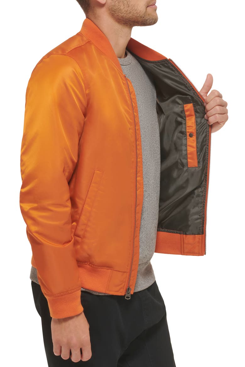 Nylon Satin Bomber Jacket, Alternate, color, ORANGE