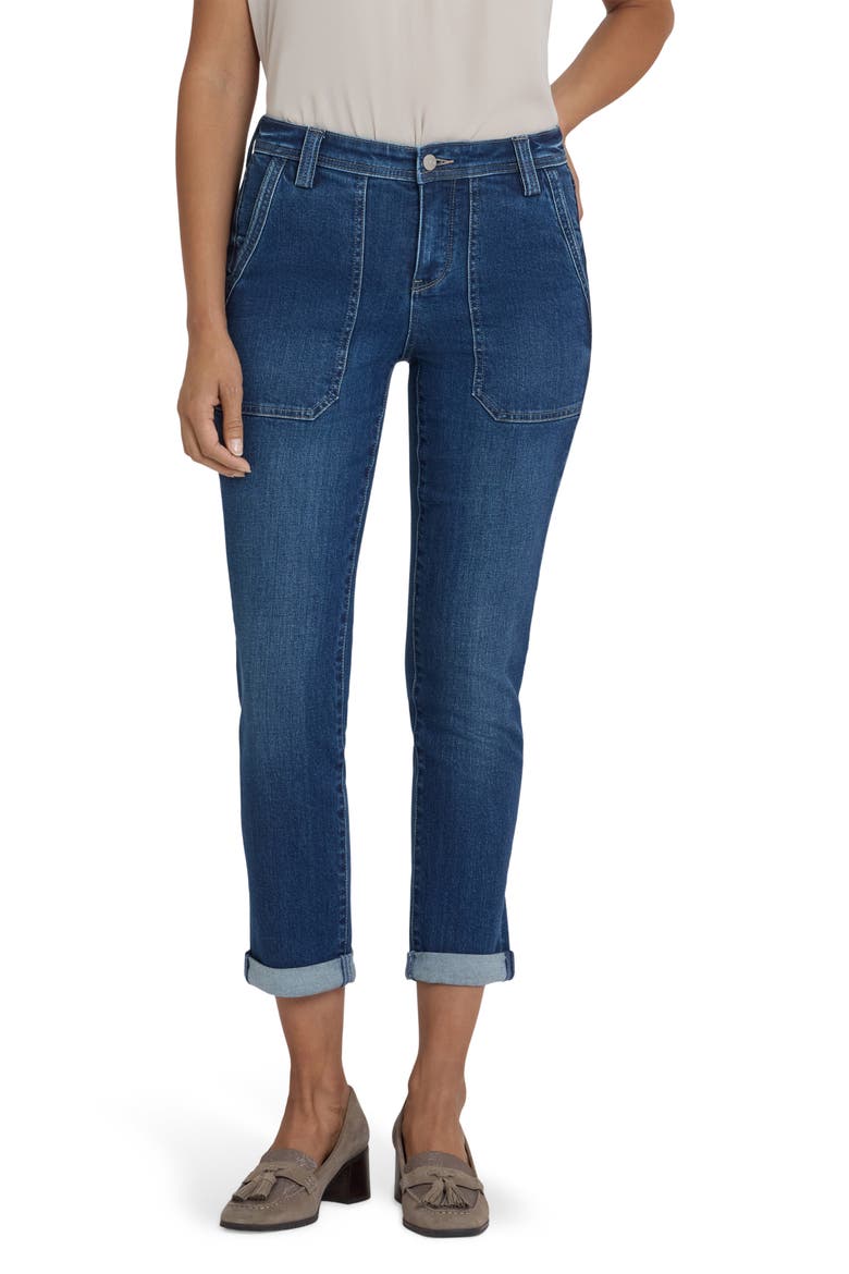 Margot Utility Pockets Girlfriend Jeans, Main, color, VINTAGE LAPIS