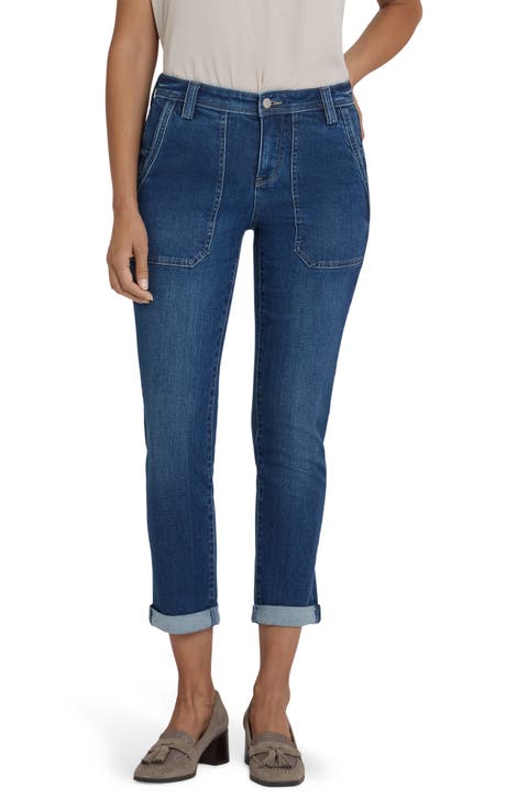 Margot Utility Pockets Girlfriend Jeans (Vintage Lapis)