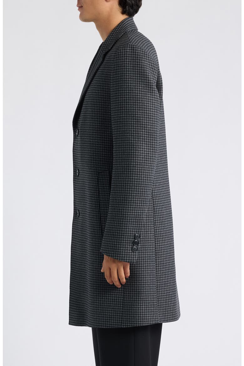 Houndstooth Wool Blend Coat, Main, color, BLACK