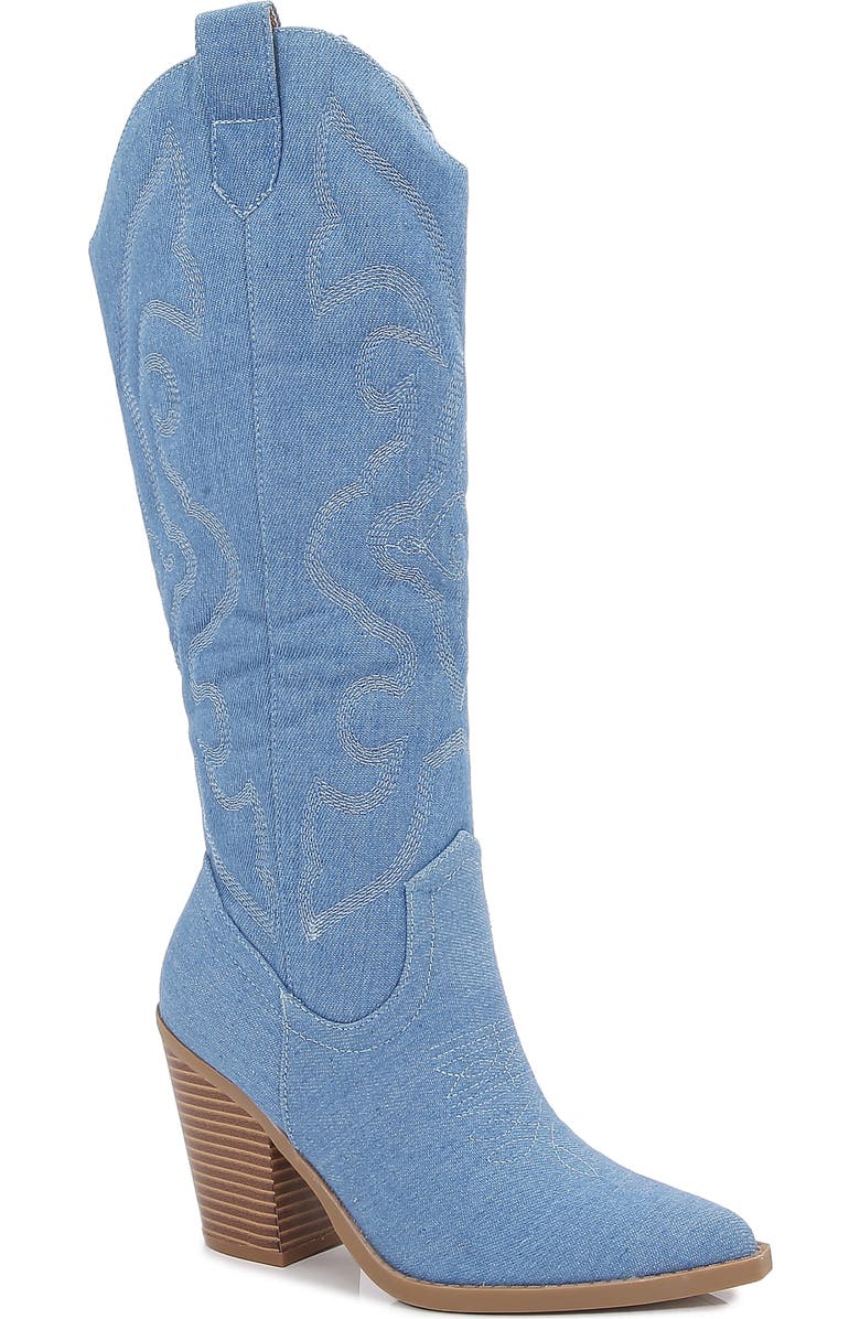 BERNESS Metallic Quilted Cowboy Boot, Main, color, Denim